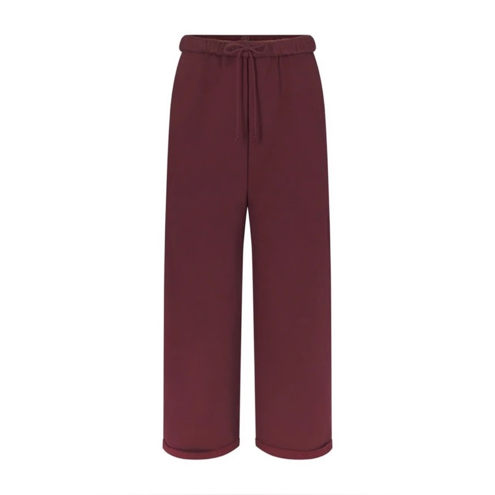 NWT SKIMS Cotton Fleece Straight Leg Pants Oxblood Size 4X